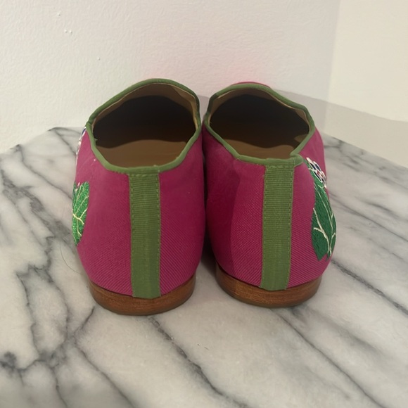 🏝️ ZALO Sea Grapes Needlepoint Flats Pink Slip On Palm Beach Stubbs Loafers 9 - Picture 5 of 7